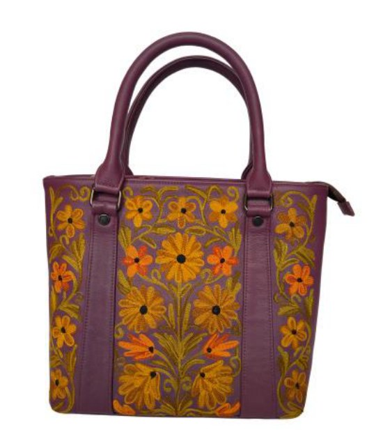 Leather Big Tote Bag — Kashmiri embroidered leather