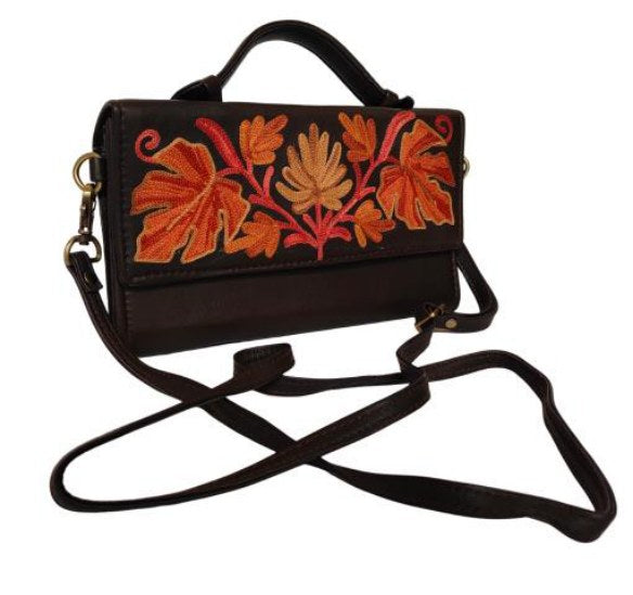 Leather Box Clutch — Kashmiri embroidered leather