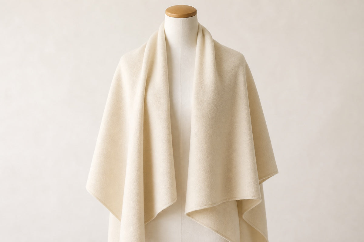 Cashmere Double Weave — Natural Cream on mannequin