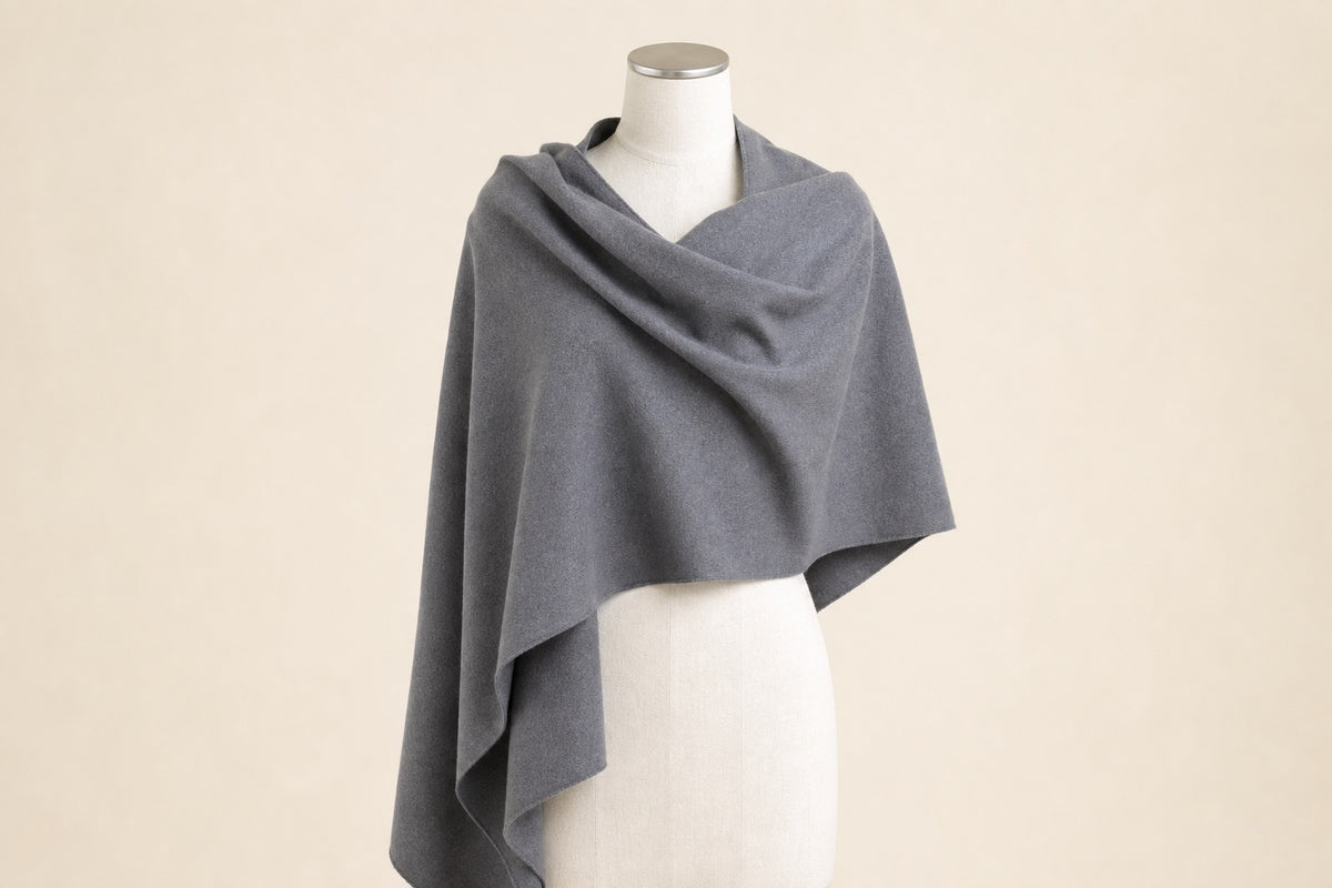 Cashmere Double Weave — Slate Grey on mannequin