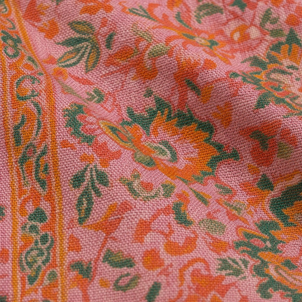 Cashmere Wool Jamawar — Pink Paisley — detail