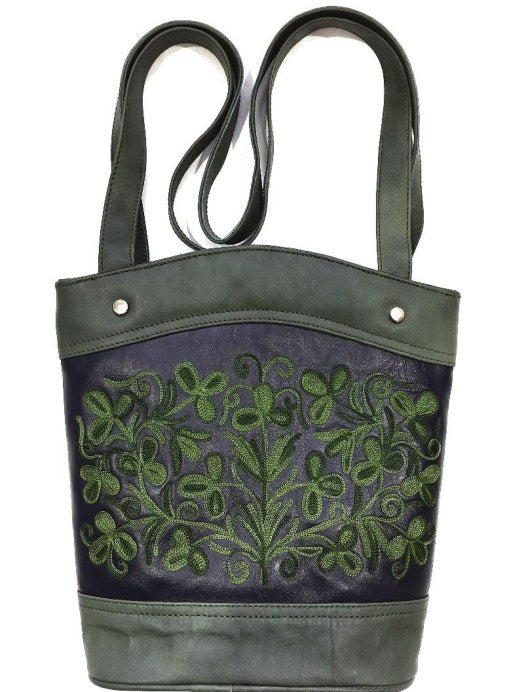 Suede Centre Zip Bag — Kashmiri embroidered suede