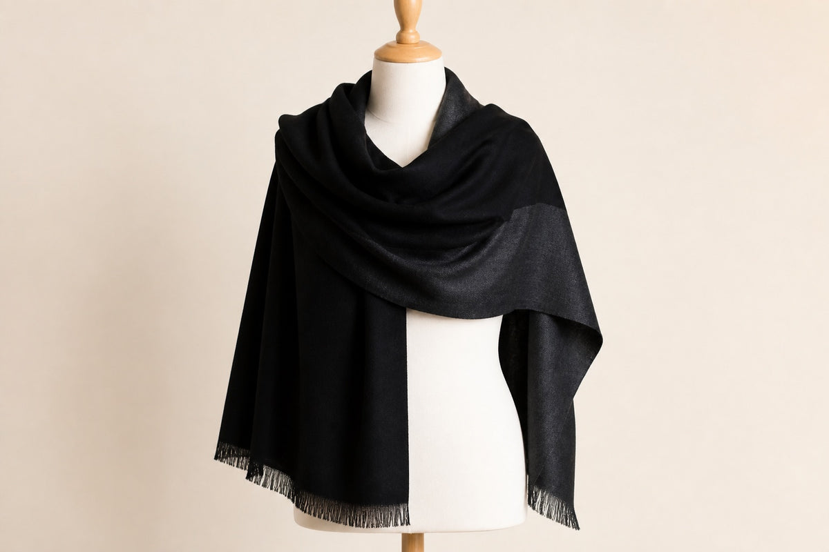 Fine Wool Double Shade — Black & Charcoal on mannequin