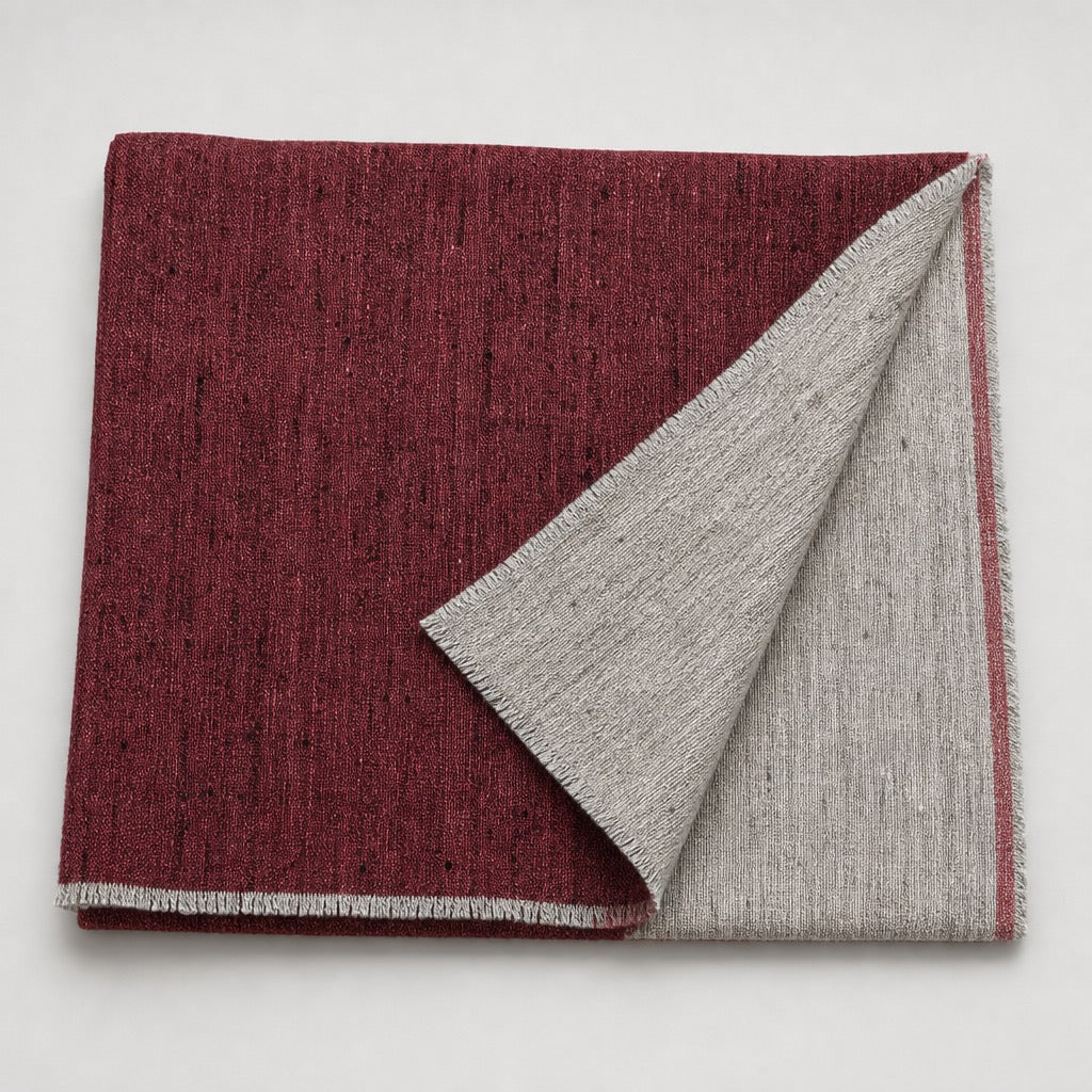 Fine Wool Double Shade — Burgundy & Silver — folded