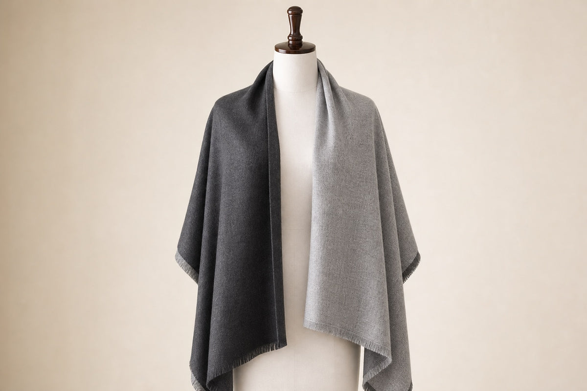 Fine Wool Double Shade — Charcoal & Silver on mannequin