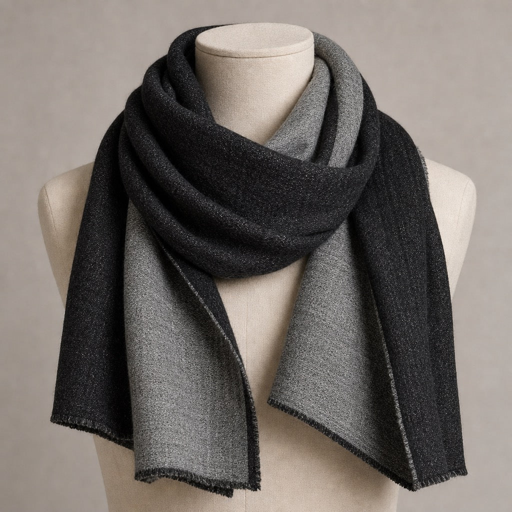 Fine Wool Double Shade — Silver & Black — on mannequin