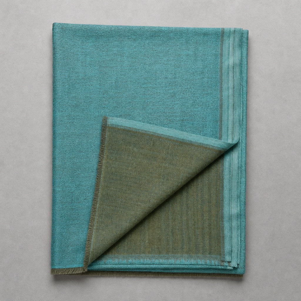 Fine Wool Double Shade — Teal & Olive — folded