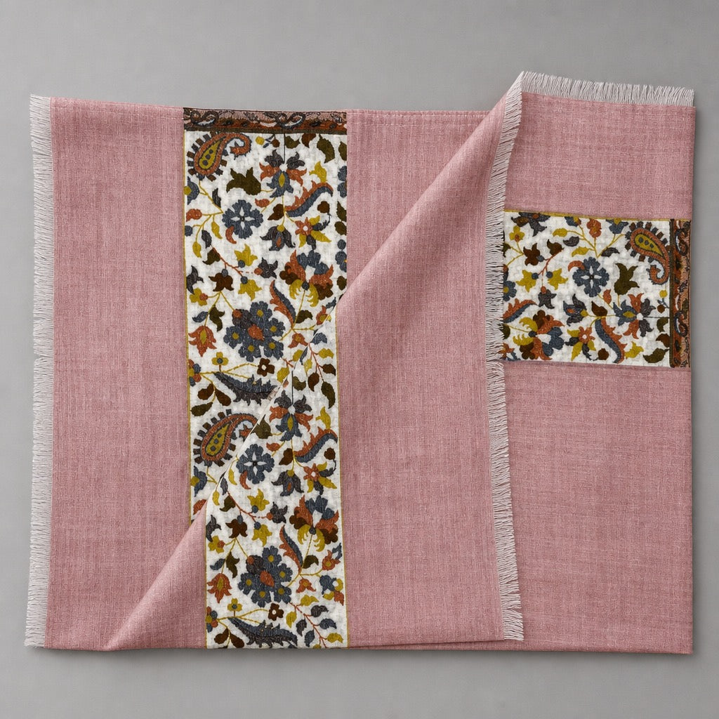 Fine Wool Palla — Dusty Rose Floral — folded