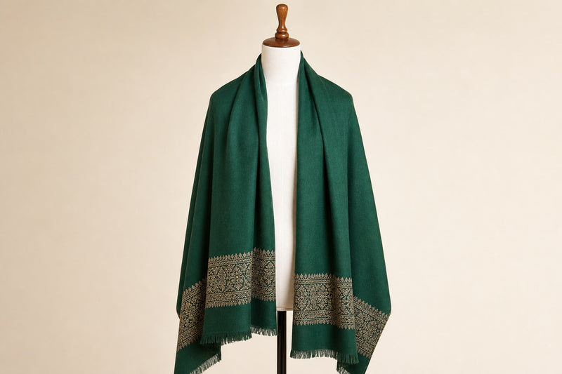 Fine Wool Palla — Emerald on mannequin