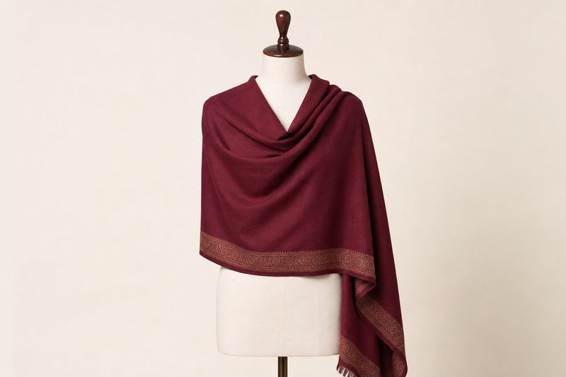 Fine Wool Palla — Maroon on mannequin