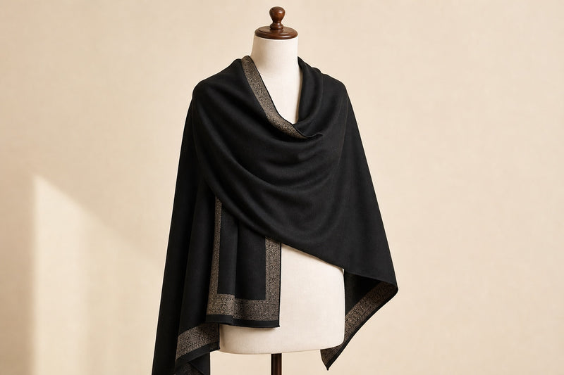 Fine Wool Palla — Onyx on mannequin