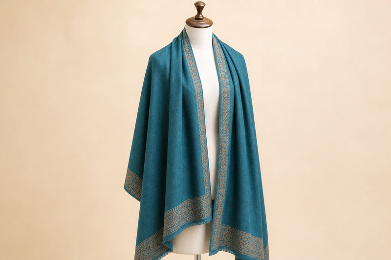 Fine Wool Palla — Teal on mannequin