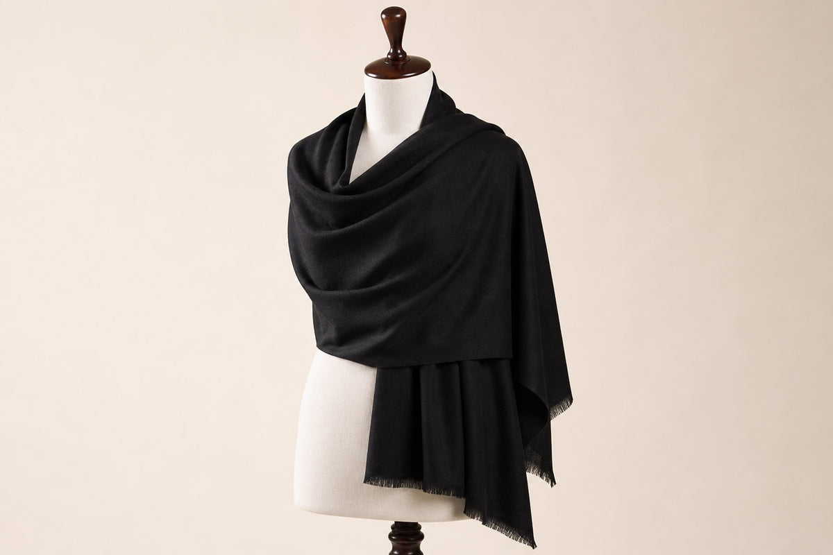 Fine Wool Solid Colour — Black on mannequin