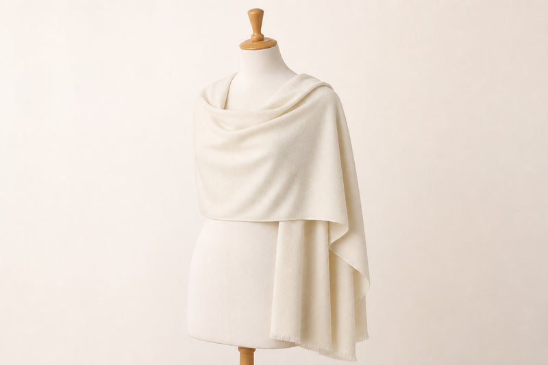 Fine Wool Solid Colour — Ivory on mannequin