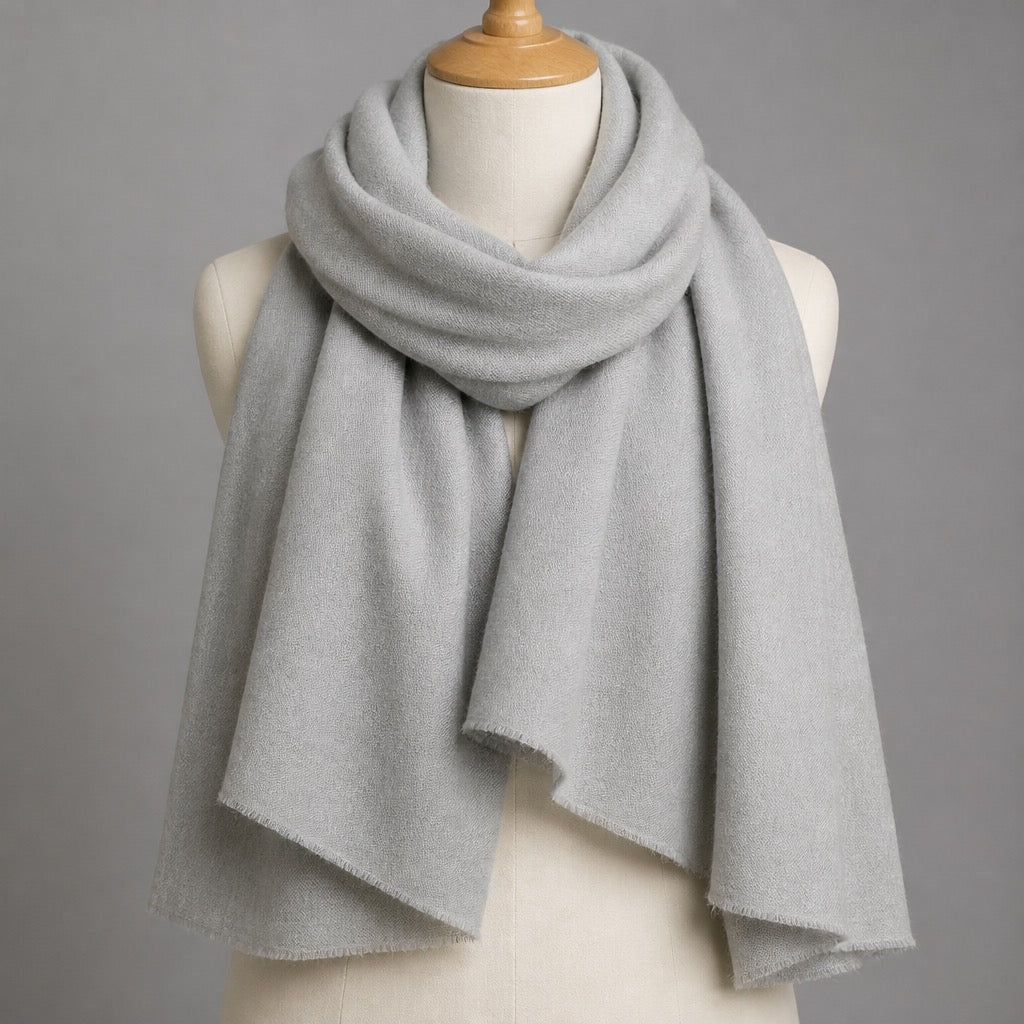 Fine Wool Solid Colour — Light Grey — on mannequin