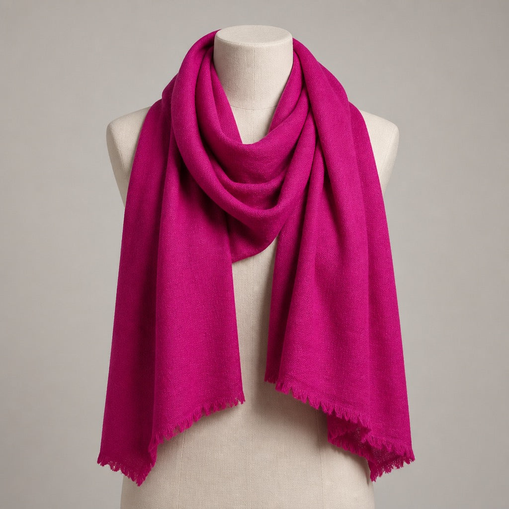 Fine Wool Solid Colour — Magenta — on mannequin