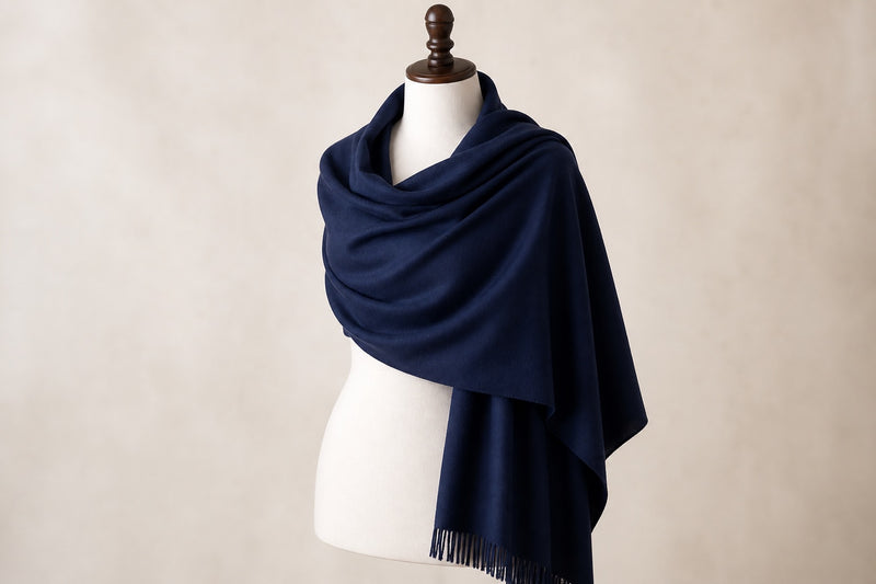 Fine Wool Solid Colour — Navy on mannequin