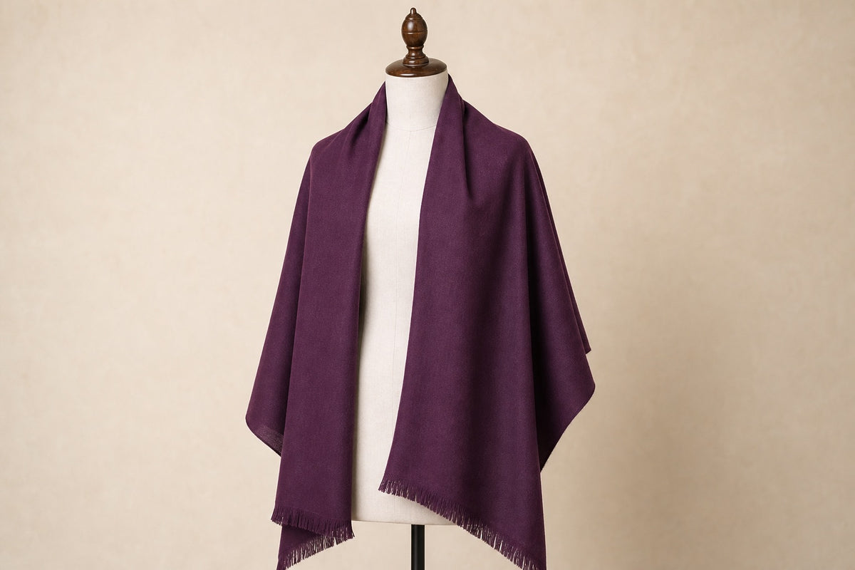 Fine Wool Solid Colour — Plum on mannequin