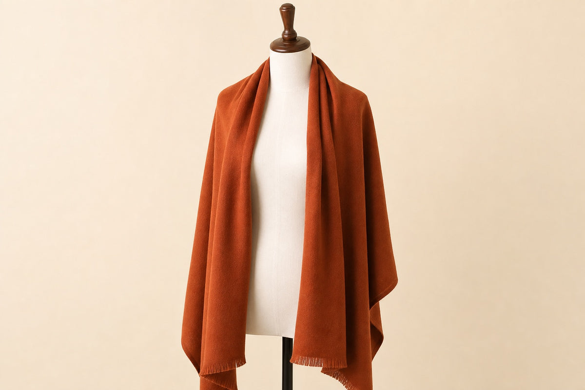 Fine Wool Solid Colour — Rust on mannequin