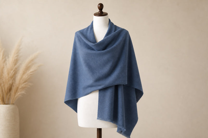 Fine Wool Solid Colour — Slate Blue on mannequin