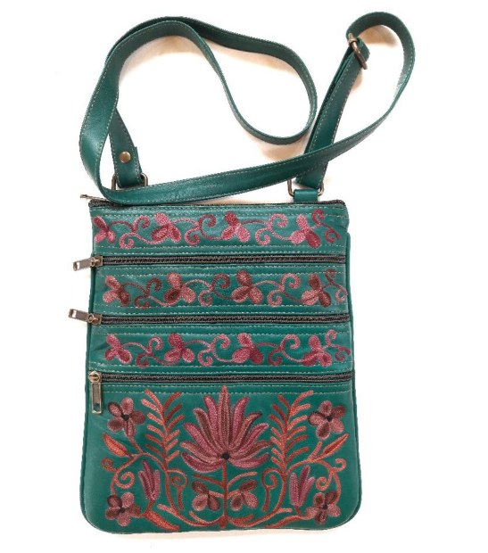 Suede Five Zipper Bag — Kashmiri embroidered suede