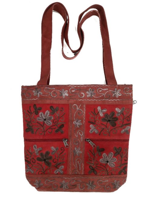 Suede Four Square Bag — Kashmiri embroidered suede