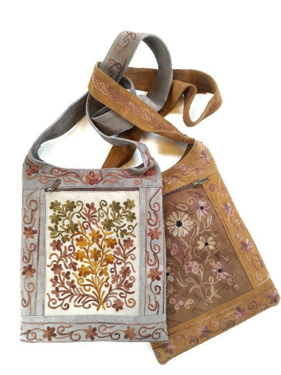 Suede Frame Bag — Kashmiri embroidered suede