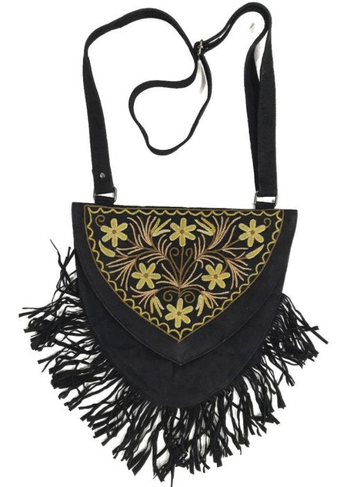 Suede Heart Bag — Kashmiri embroidered suede