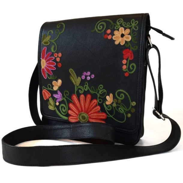 Leather Ipad Bag — Kashmiri embroidered leather