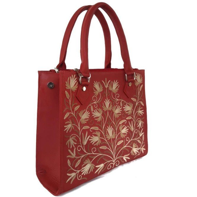 Leather Magnet Bag — Kashmiri embroidered leather