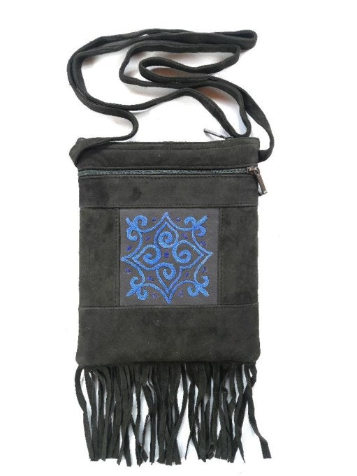 Suede Mandella Bag — Kashmiri embroidered suede