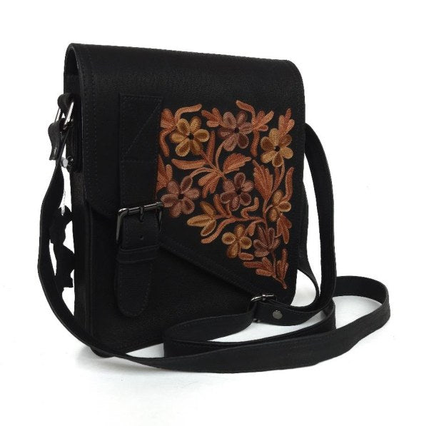 Leather Mini Ipad Bag — Kashmiri embroidered leather