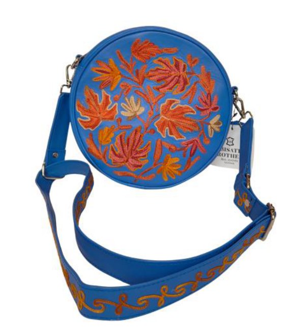 Leather New Circle Bag — Kashmiri embroidered leather