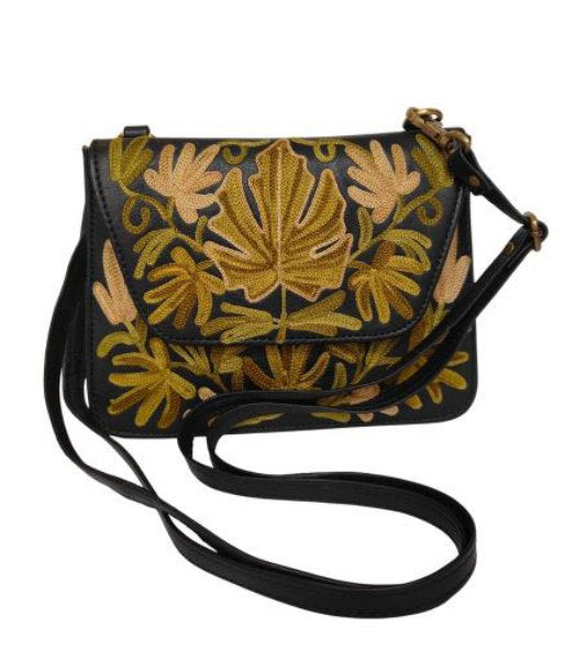 Leather New Sling Bag — Kashmiri embroidered leather