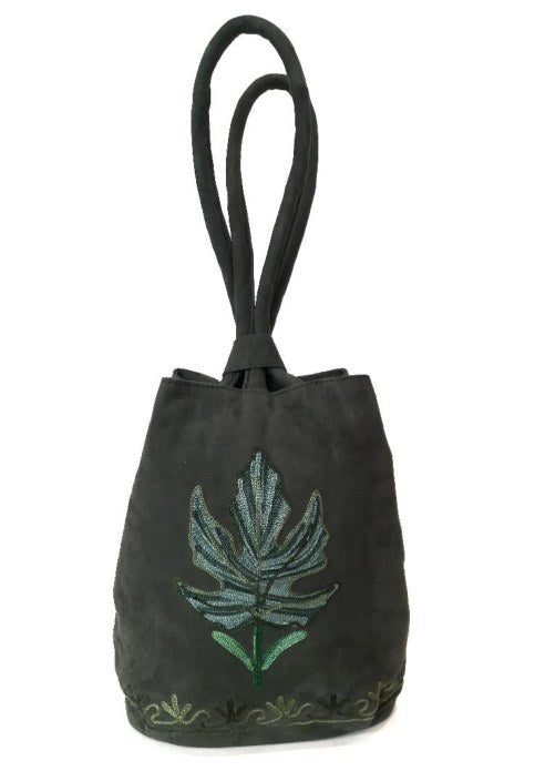 Suede Potli Bag — Kashmiri embroidered suede