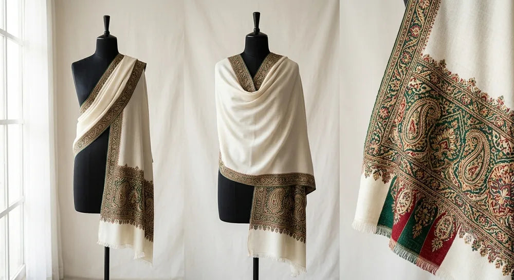 Luxurious woven shawl with colourful silk threads