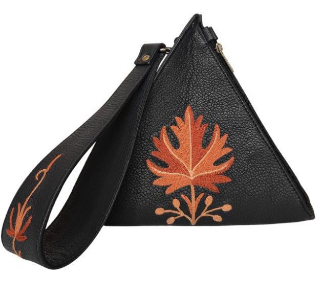 Leather Pyramid Bag — Kashmiri embroidered leather