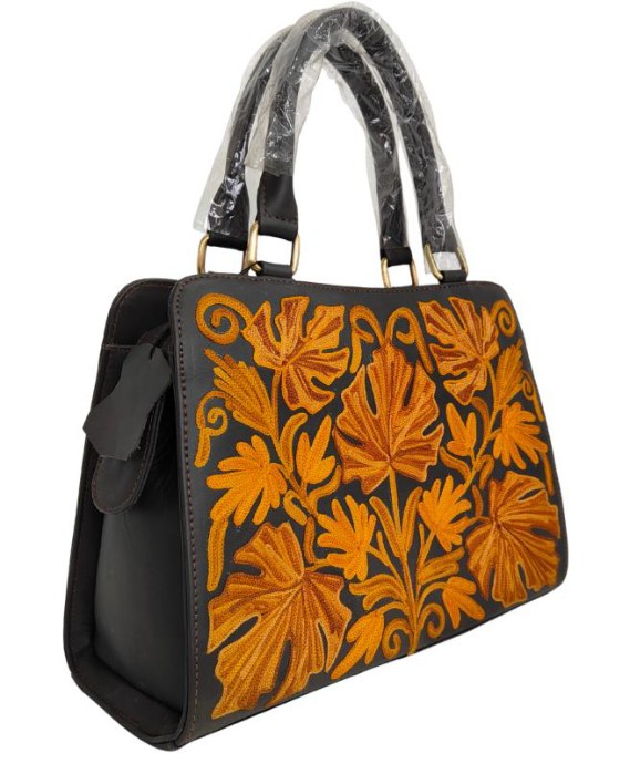 Leather Side Magnet Bag — Kashmiri embroidered leather